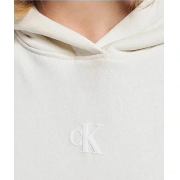 CALVIN KLEIN JEANS | Ivory Two Tone Monogram Back Logo Sweatshirt Hoodie Size L - Picture 5 of 12